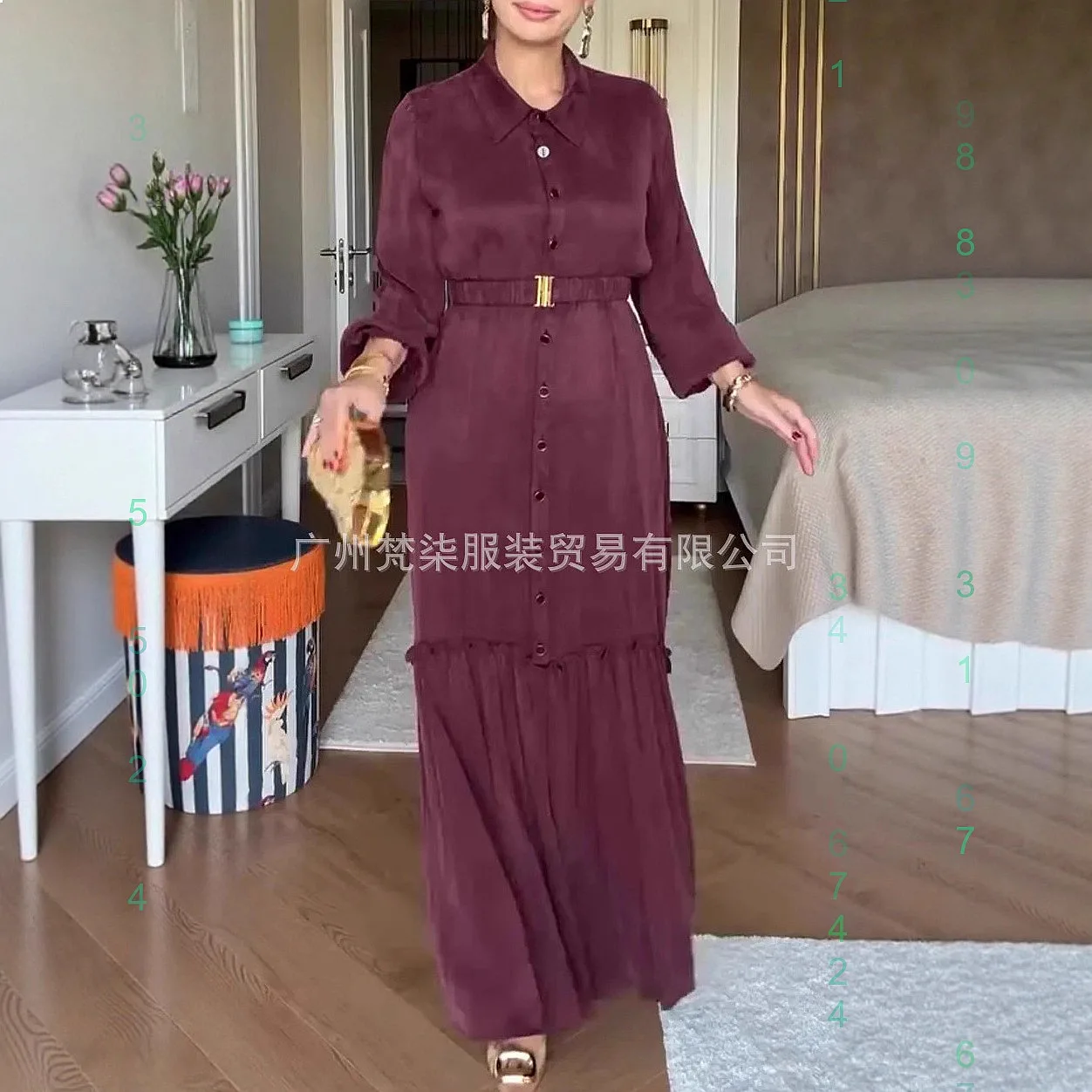 

Fashion Turn Down Collar Button Patchwork Casual Dress Dresses Spring Summer Long Jumpsuit Playsuit