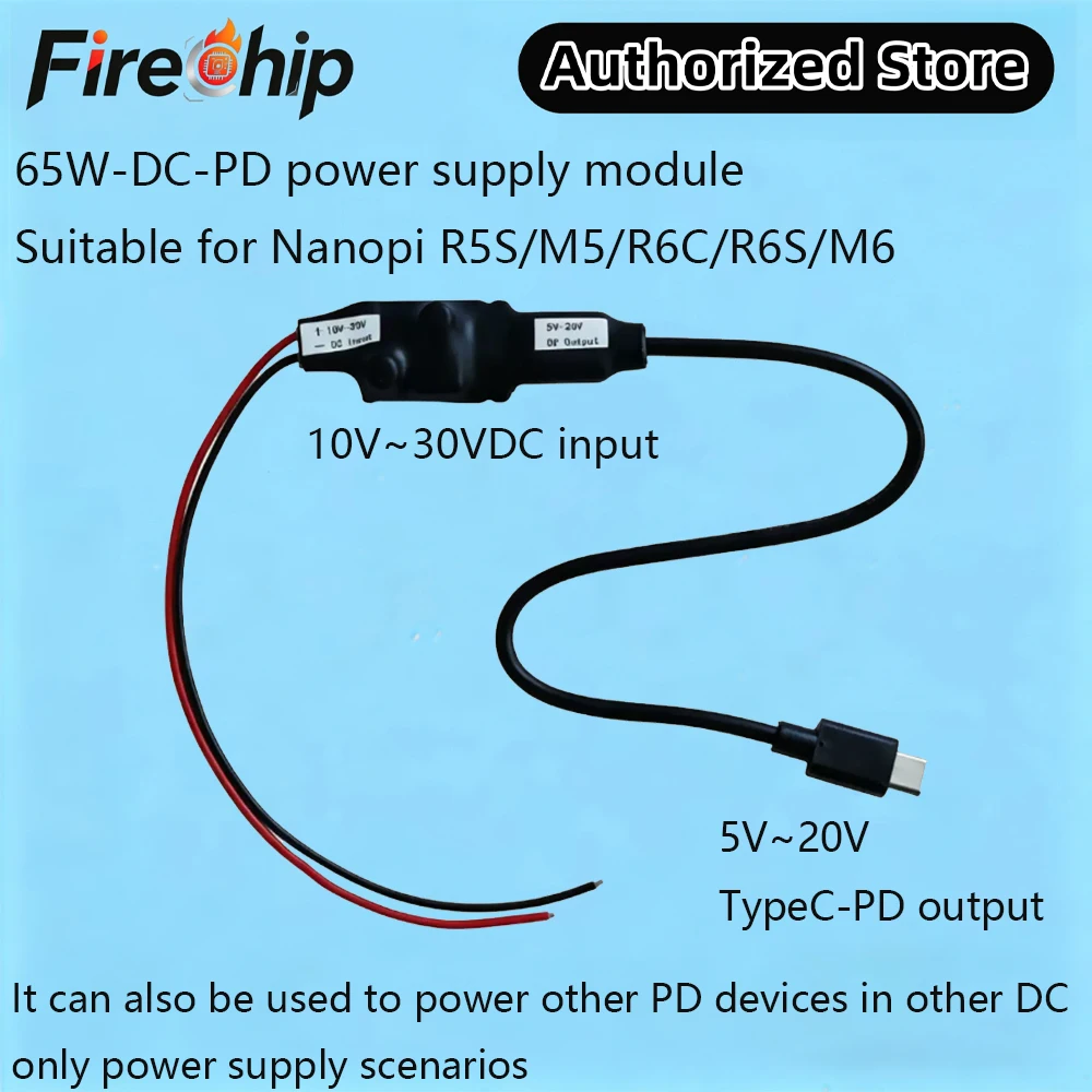 FireChip Nanopi R5S 6C 6S M5 M6 65W DC PD Power TypeC Module Board