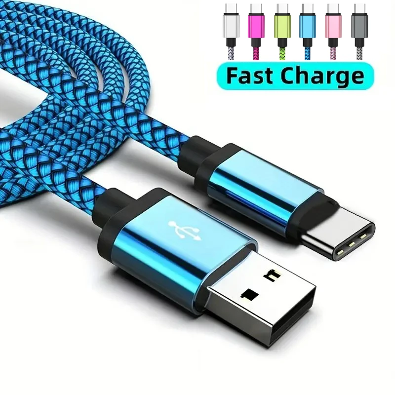 Fast Charging USB Type C Cable for Samsung Galaxy S23 Xiaomi Redmi OnePlus Mobile Phone USB C Charger Data Cord Long Wire 2m 3m