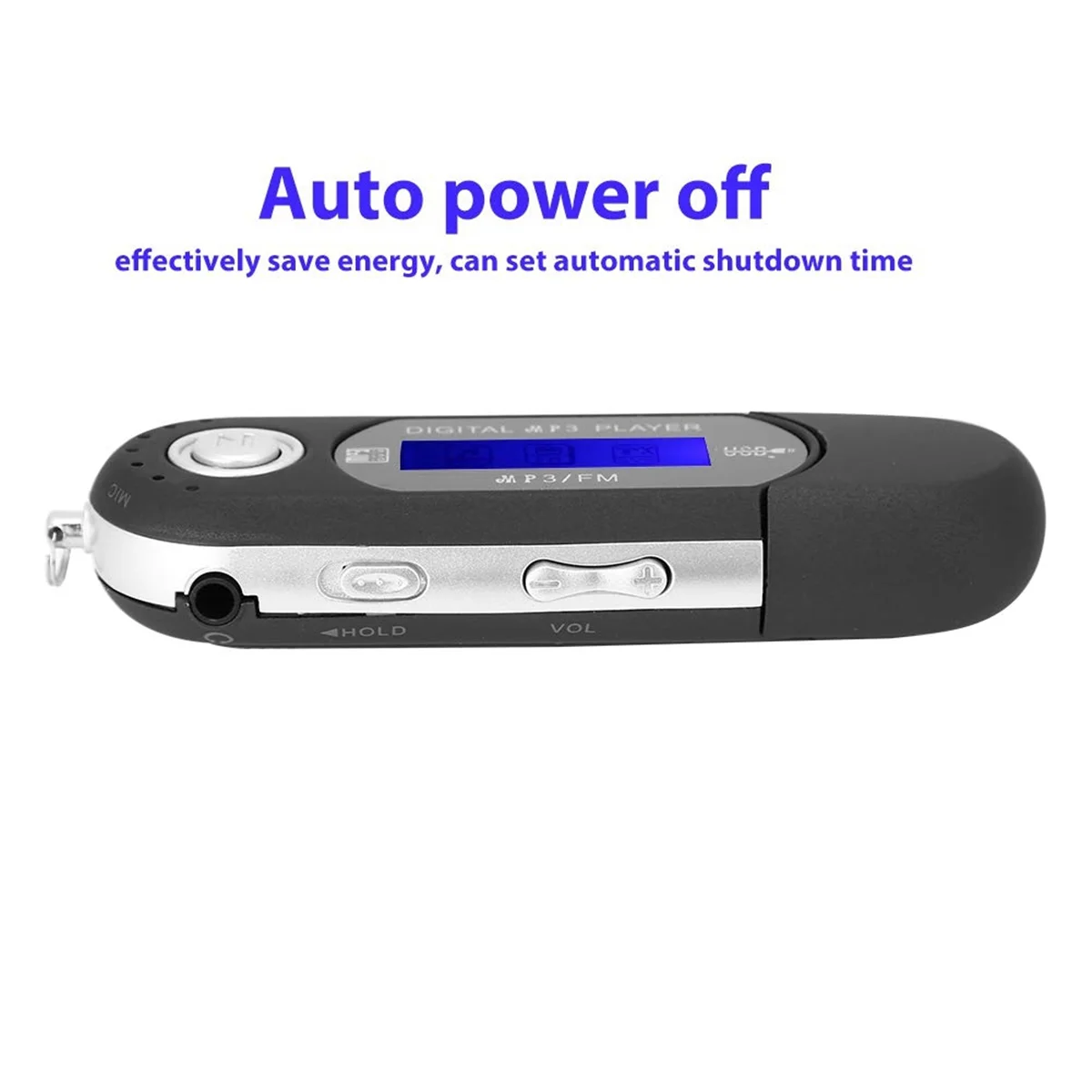 مشغل MP3 A24R مع سماعة أذن سعة 8 جيجابايت، مشغل موسيقى MP3 USB محمول مع شاشة LCD وراديو FM للمشي والجري (أسود)