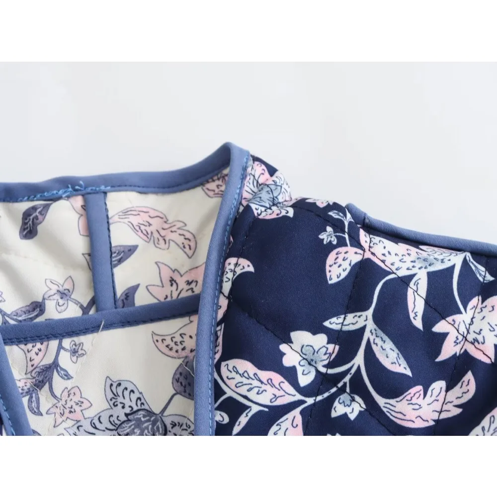 女性のためのリバーシブルパッド入りジャケット,花柄,ルーズ,ショートトップ,アウター,新品,冬