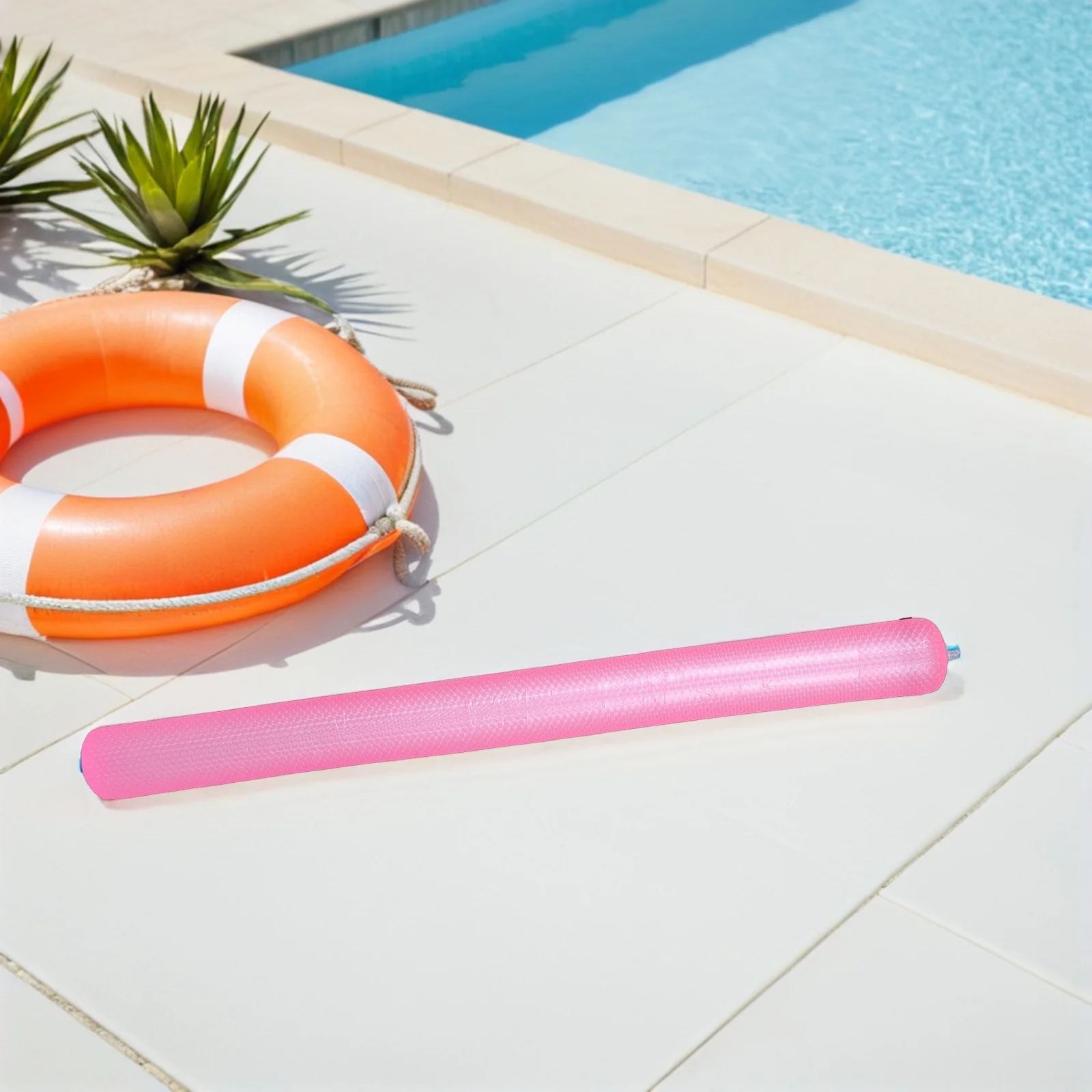 قطعتان من نودلز حمام السباحة الوردية القابلة للنفخ - عصا سباحة ناعمة لدعم الذراع للبالغين، رؤية معززة، استخدام آمن في حمامات السباحة