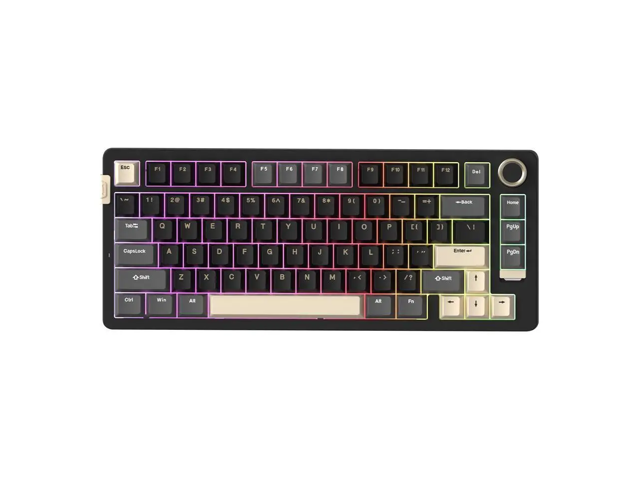 Rosewill Neon S75 Wireless Mechanical Gaming Keyboard, 80-Key Layout w/ Volume Knob, Bluetooth / 2.4GHz / USB-C, Hot-Swappable Blue Switches, RGB Backlit, 6000mAh Battery, Windows & macOS, Black