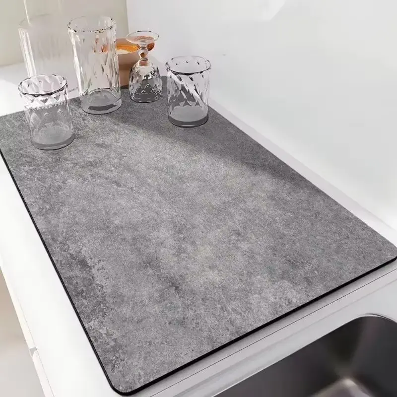 VIKAMA Solid Texture Drying Mat Super Absorbent Anti Slip Heat Resistant Kitchen Sink Coffee Station Counter Draining Pad