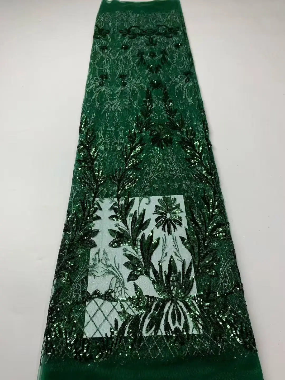 

African French Beaded Lace Fabric High Quality Lace Embroidered Nigerian Sequins Tulle Lace 5 Yards For Sewing Party Dress