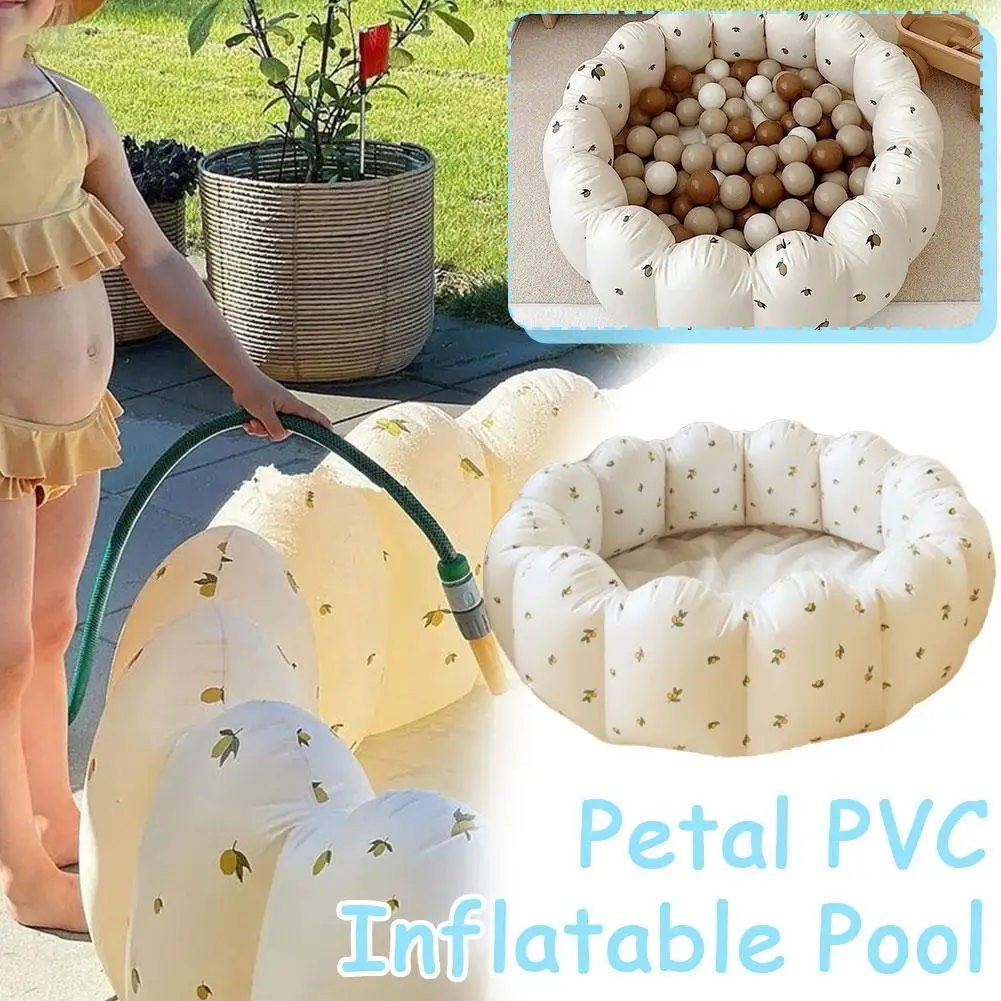 Piscina inflable de PVC de pétalos, 90x25cm, suave, para interiores, se desmonta fácilmente, ahorra espacio, T4R7