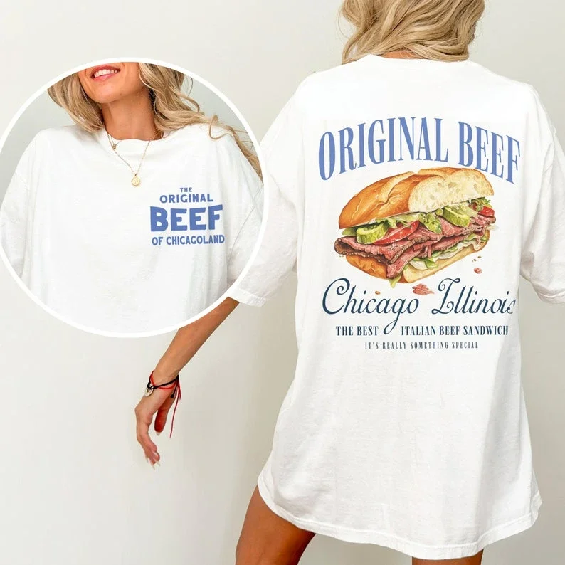 The Bear TV Show Shirt, Jeremey Allen White Retro Graphic T-Shirt, Vintage Original Beef of Chicagoland Restaurant Sandwich