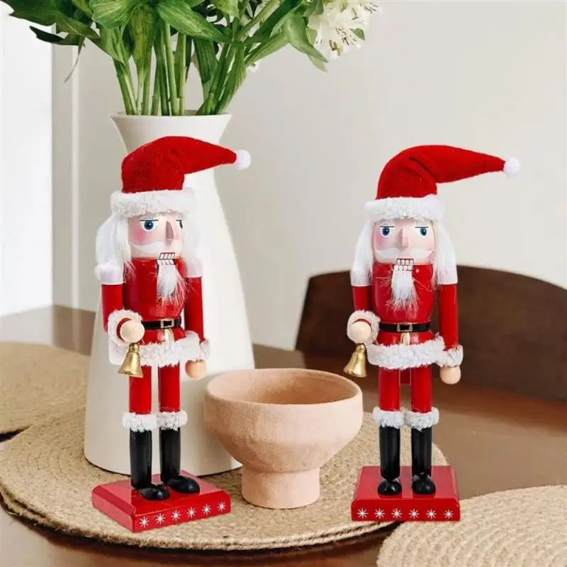 European Home Ornaments Mini Painted New Year 2023 Red Santa Claus Wonderful 25cm Party Supplies Nutcracker Statue Creative