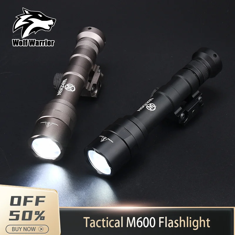 

WADSN Tactical Flashlight M600 Metal Pistol Gun Strobe LED Light Fit 20mm Rail Airsoft Hanging Hunting Flashlight ﻿