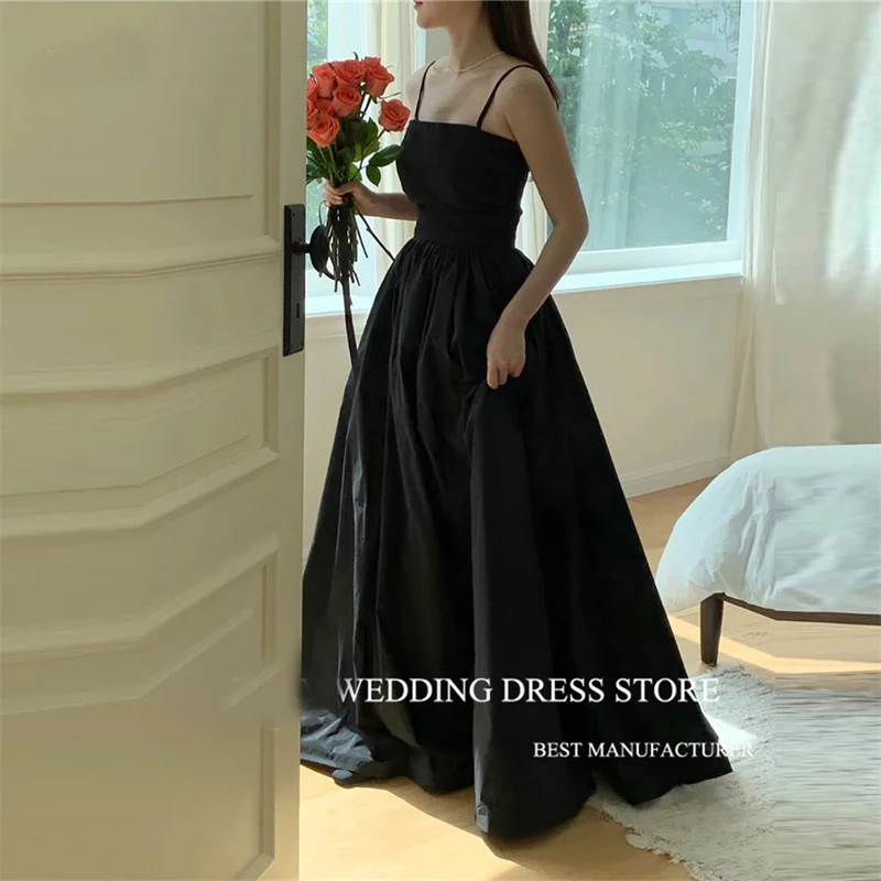 

Черные вечерние платья А-силуэта из тафты (Корея), 4 стиля, с короткими рукавами, для фотосессий, выпускных, свадебных торжеств, на шнуровке, на заказ