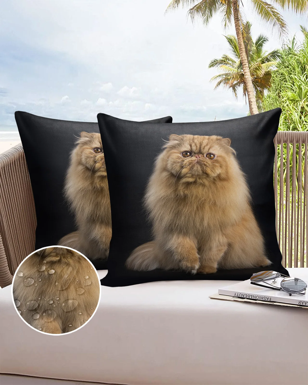 2/4PCS Outdoor Garden Chair Waterproof Cushion Cover Persian Cat Animal Cute Pet Home Decor 40/45/50/60/66cm Pillow Case