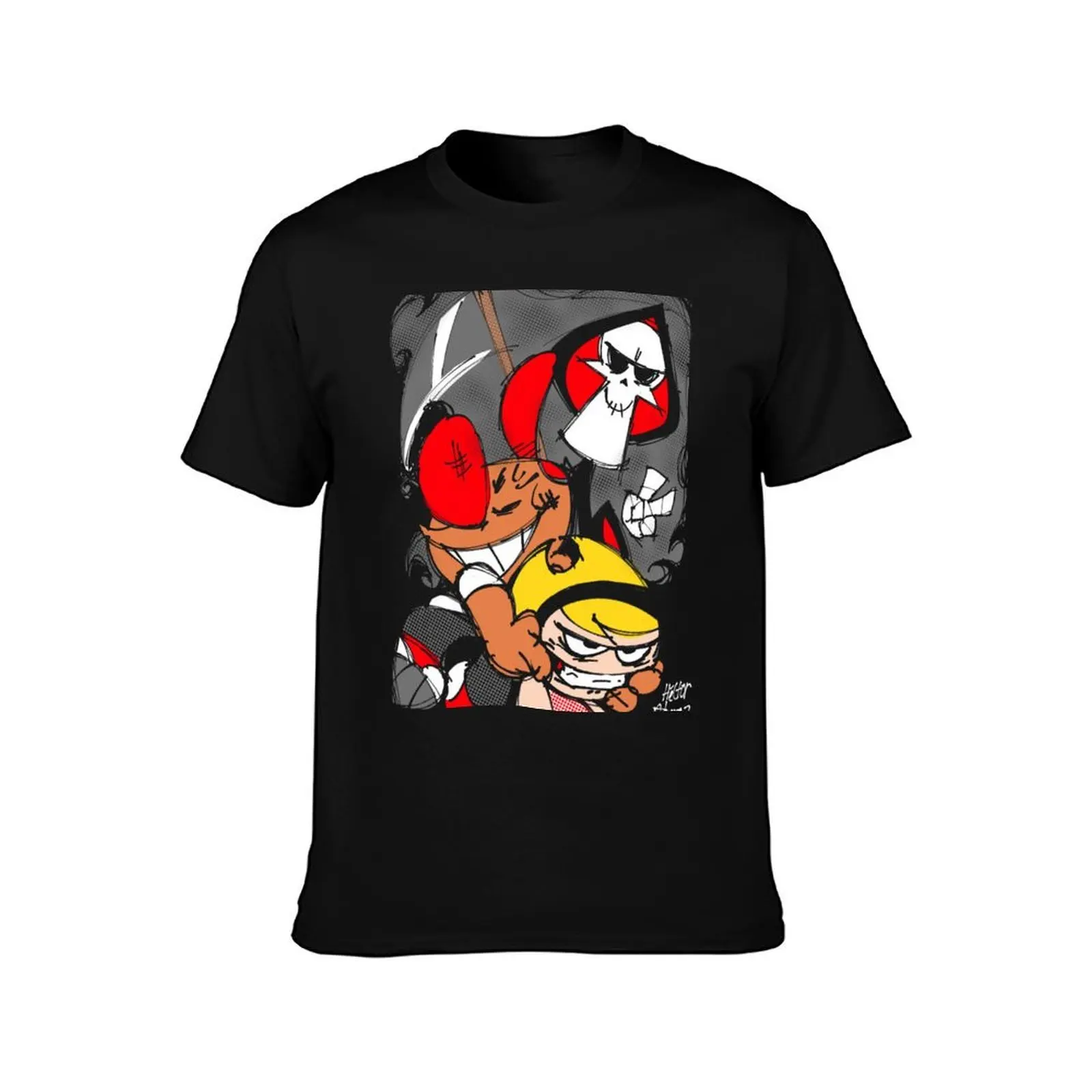 the grim adventures of billy and mandy T-Shirt, Summer Casual Cotton Tee, Oversized Streetwear Tops, Vintage Graphic Print