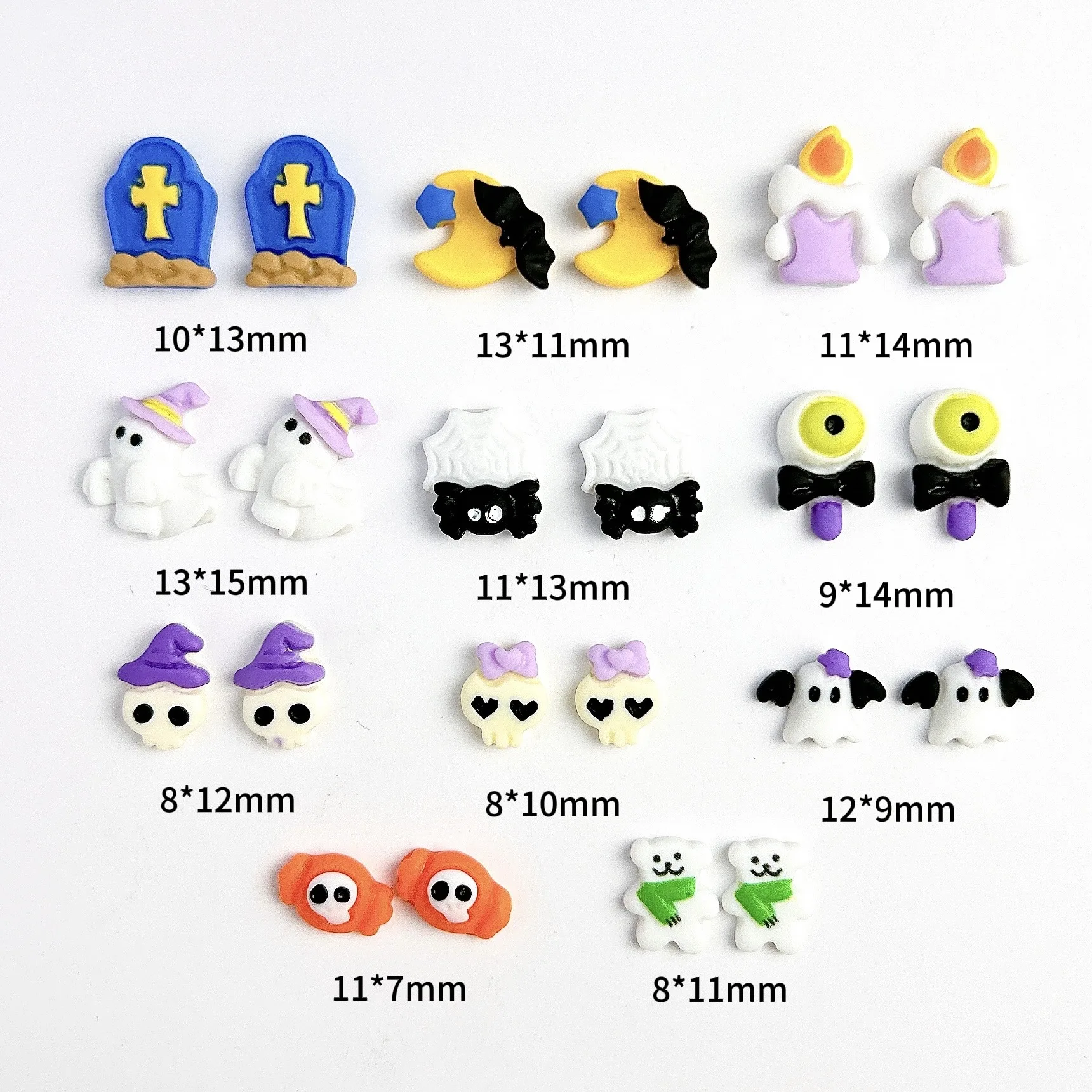 20 Pcs Halloween Nail Art Charms 3D Cartoon Resin Skull Spider Ghost Mixed Nails Decorations New Cute DIY Nail Art Accessories