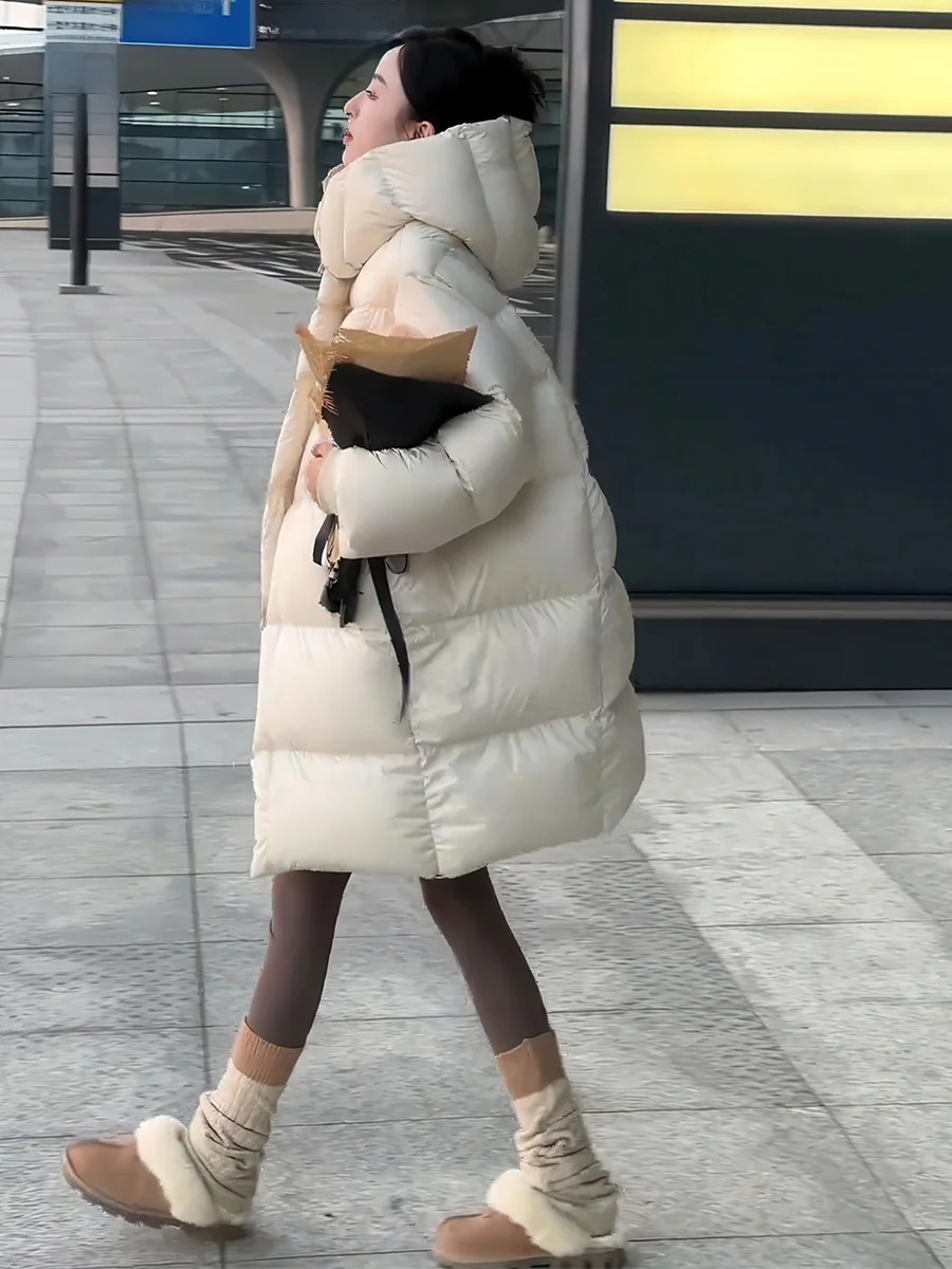 Cloudlike Puffin blanco Du down Jaet abrigo de invierno medio largo para mujer Casual Sle cálido cierre de cremallera Color