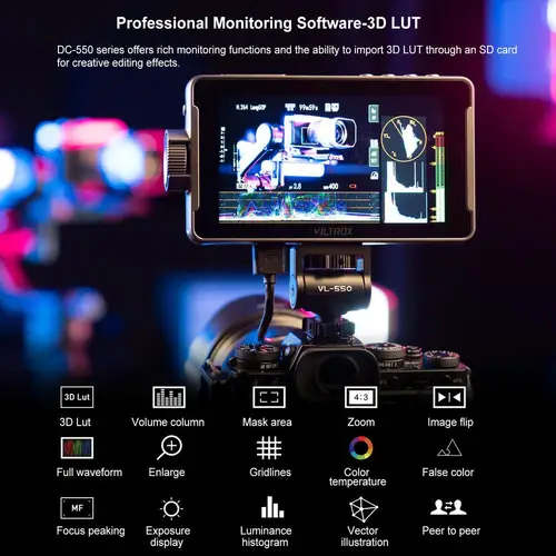 Imagen 2 del producto VILTROX DC-550 Pro DC-550 Monitor portátil 5,5 ""1920x1080 4K monitores profesionales HDMI pantalla táctil campo 3D LUT Monitor