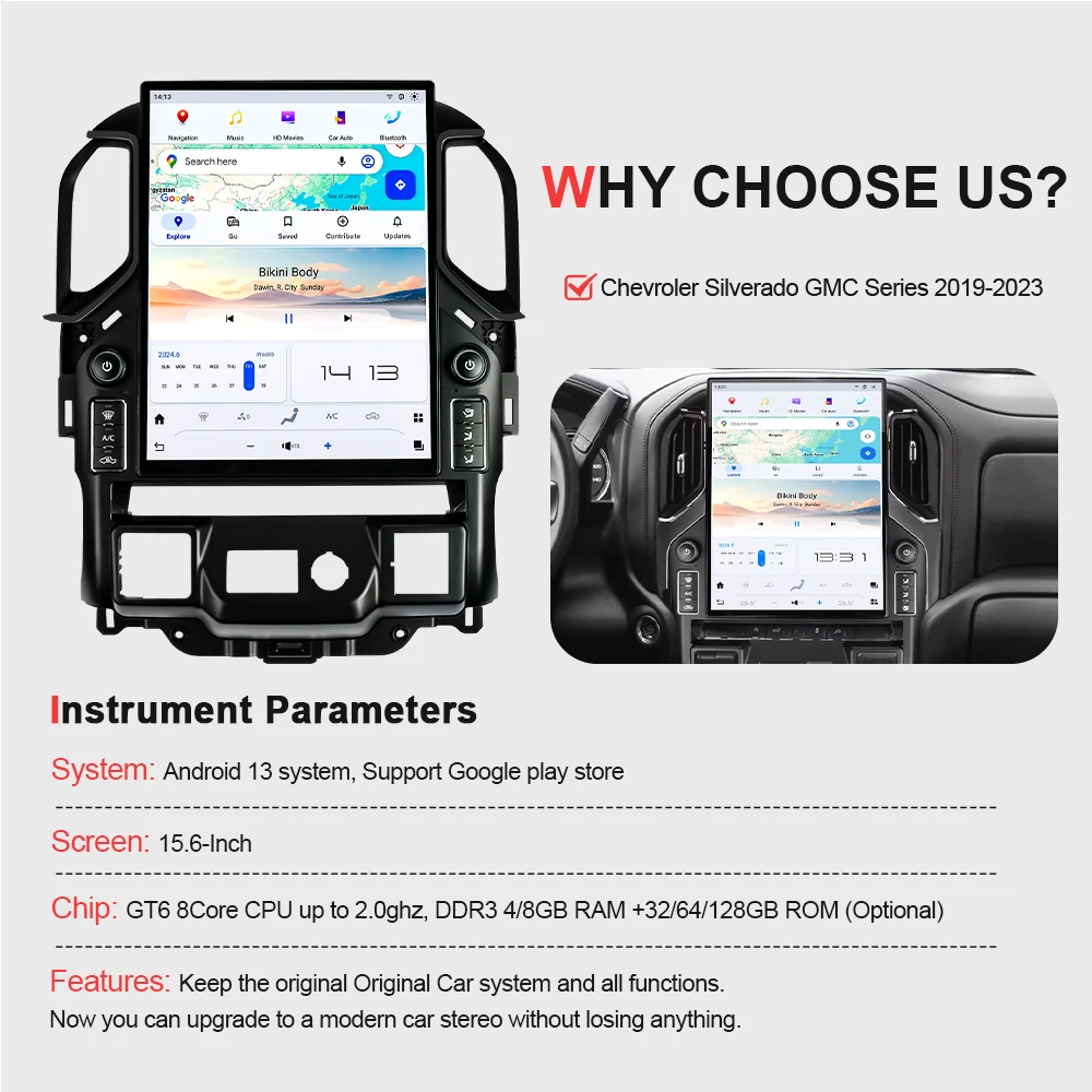 Hot Sales Android 13 Android Car Radio Multimedia Carplay Player Stereo for GMC Series Sierra/Yukon Chevrolet Silverado/ Tahoe