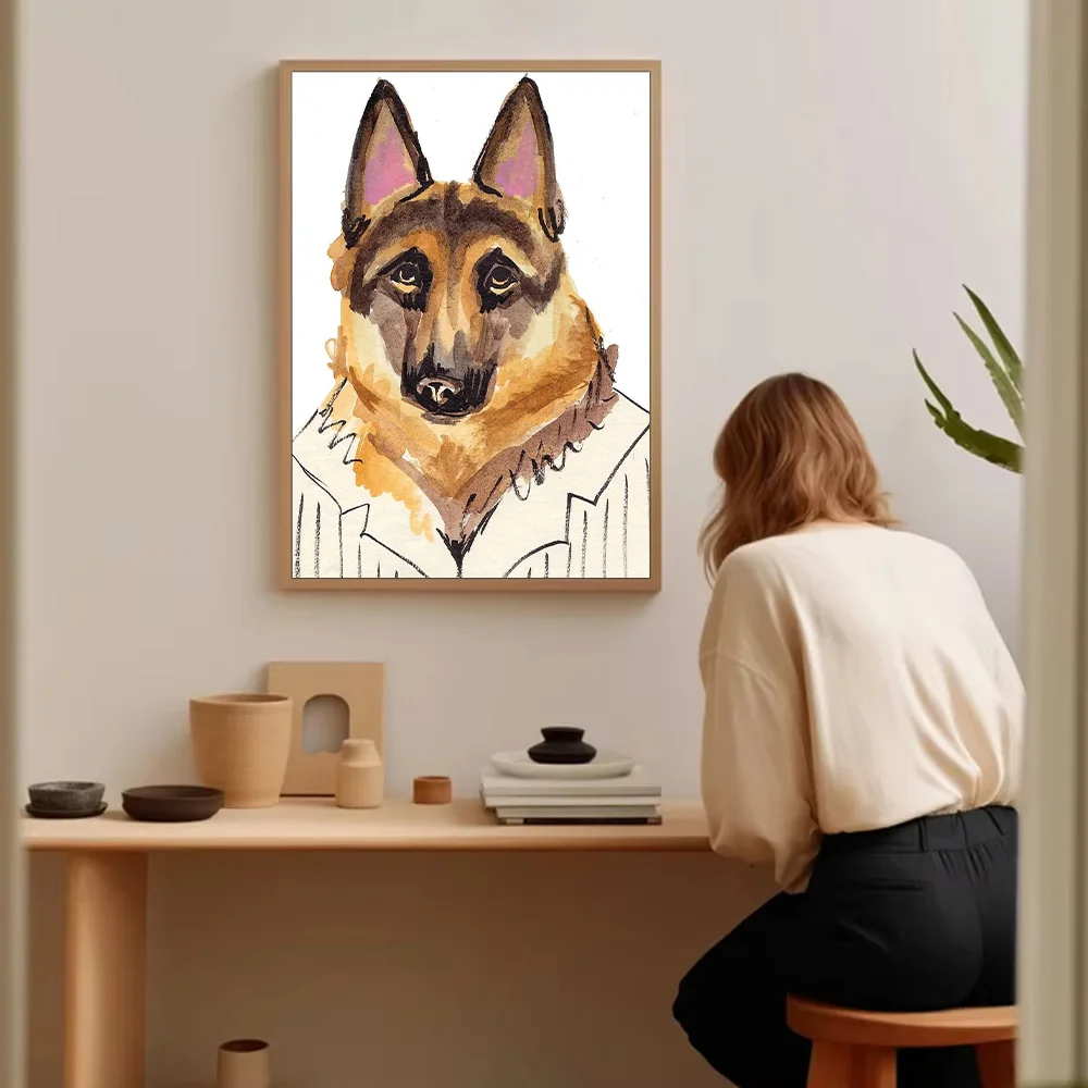 الراعي الألماني قماش جدار الفن الكلب صورة اللوحة الحيوانات الأليفة عاشق هدية ديكور المنزل الحديثة الحيوان صورة طباعة #5