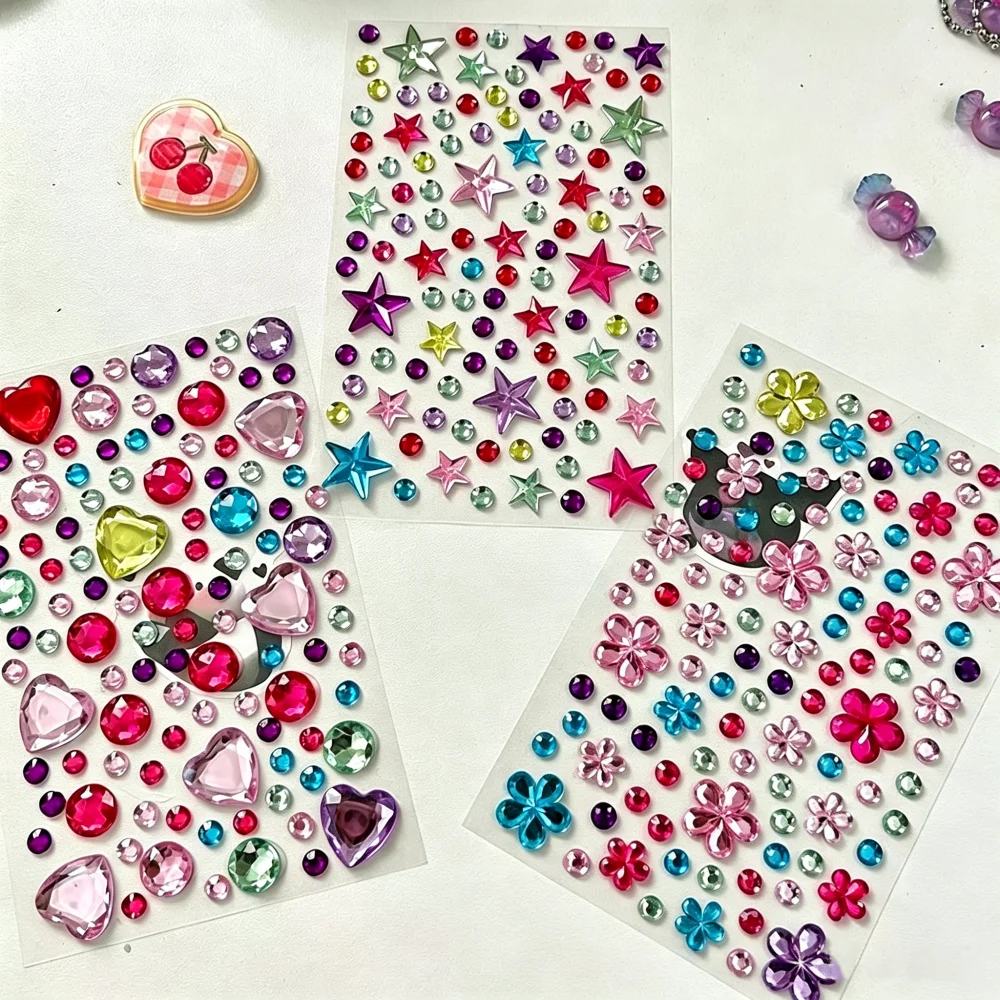 Diamond Sticker Self-Adhesive Rhinestone DIY Stickers - Colorful Acrylic Gemstone Stickers Multi-functional Reusable Pet Sticker