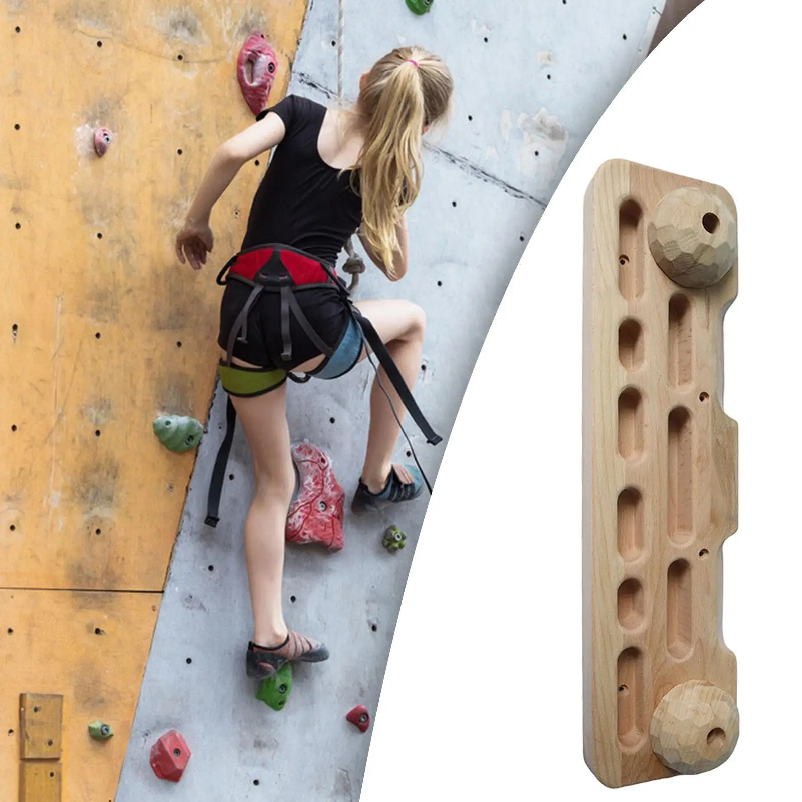 Climbing Hangboard Portable Wooden Hang Board Wall Mount Upper Body Workouts Finger Strengthener for Climbers Athletes Practice