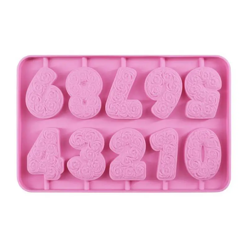 0-9 Numbers Birthday Candle Silicone Mold Fondant Cake Chocolate Candy Mould Craft Making Party Baking Decorating Tool