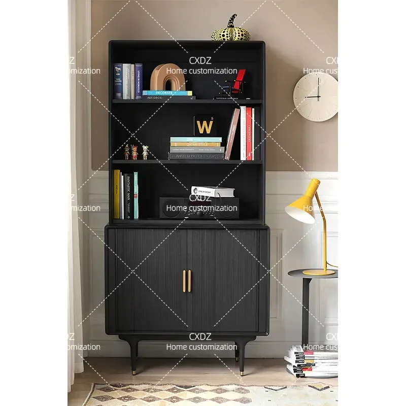 American rural solid wood bookcase French retro old solid wood carving flower oak locker Jane European solid wood display