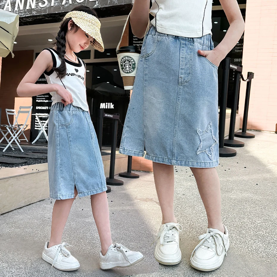 Girls Skirt Summer Denim Girls Cake Mini Pettiskirt Suitable For 1-6 10 12 14 Years Old