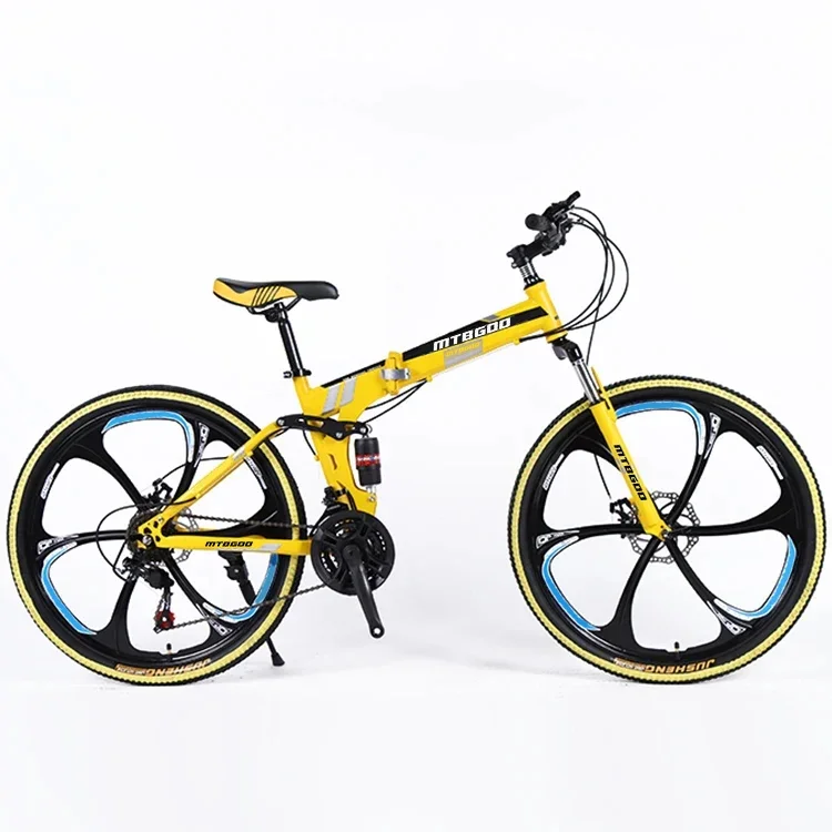 2024 Factory High Quality Mtb 21 Speed 26 Inch Six Blade Wheel Steel Men Mountain Bike Adults Foldable Bicycle for Unisex