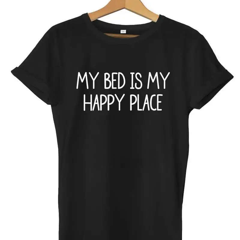 My Bed Is My Happy Place Funny Mens Womens Unisex T-Shirt