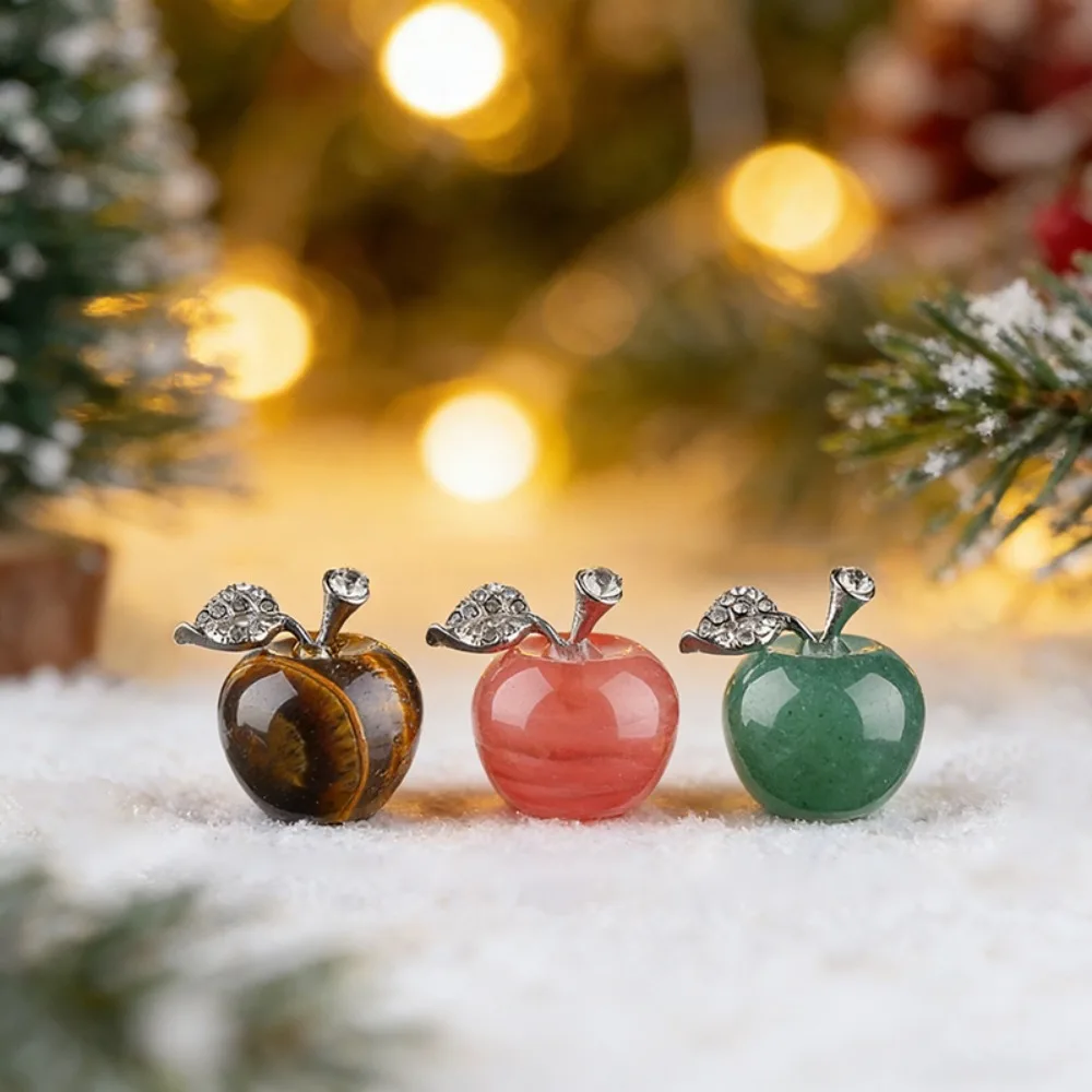 25mm Small Crystal Apple Healing Crystal Chakra Stone Apple Statue Gemstone Christmas Gift Crafts Home Office Desktop Decoration