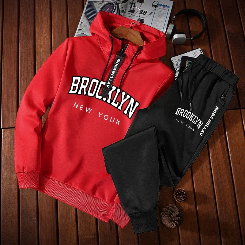 Hoodie Jogging Sweatshirts for Men Commuting Attire Sportswear Man Sports Sweatsuit Set Fashion Men\'s Clothing Daily Half Zipper