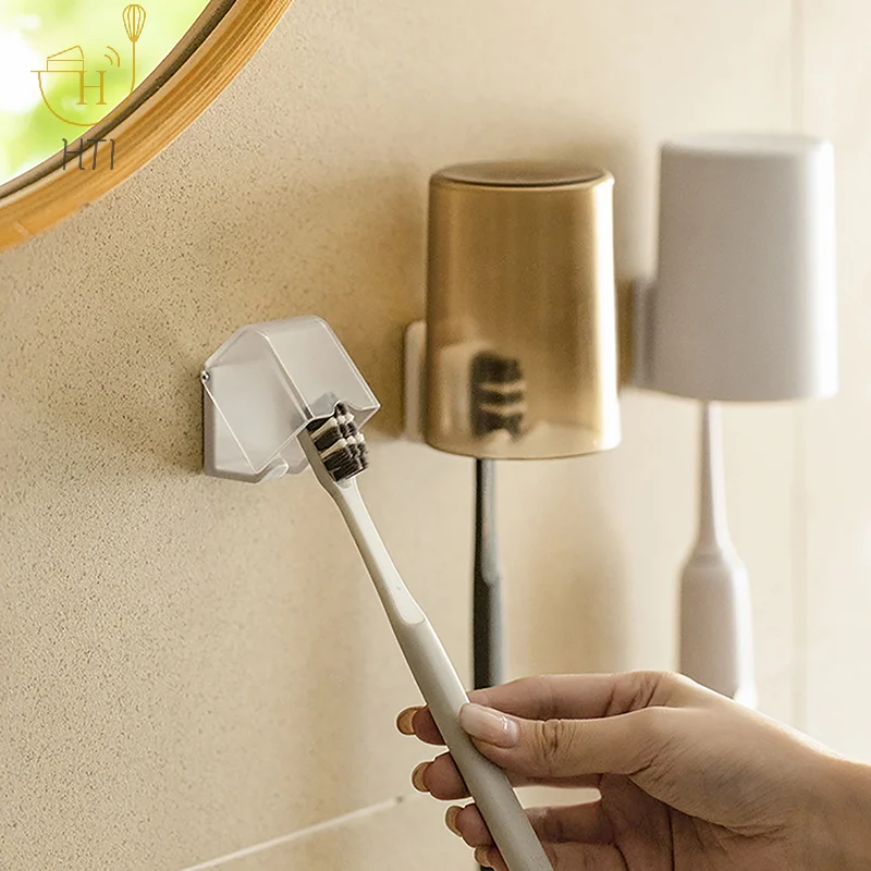 Soporte para cepillo de dientes montado en la pared con tapa a prueba de polvo, estante para cepillo de dientes eléctrico, ahorro de espacio, organizador de baño para cepillo de dientes