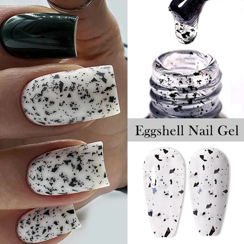 LILYCUTE-esmalte de uñas de Gel de cáscara de huevo, Material blanco y negro, barniz semipermanente de otoño con cualquier Color, Gel para remojar, manicura UV, 7ML