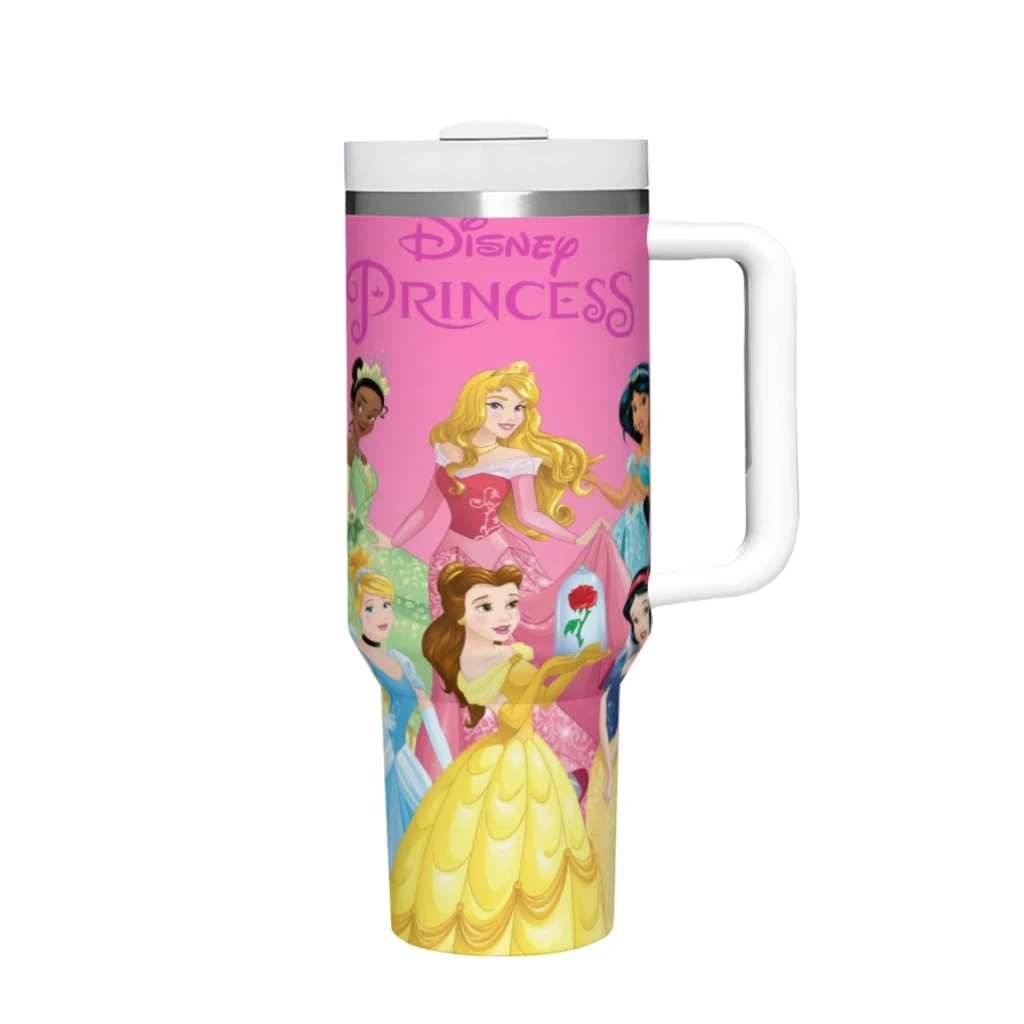 Princesses 40 oz Tumbler with Handle and Straw Lid Stainless Steel Insulated Tumblers Travel