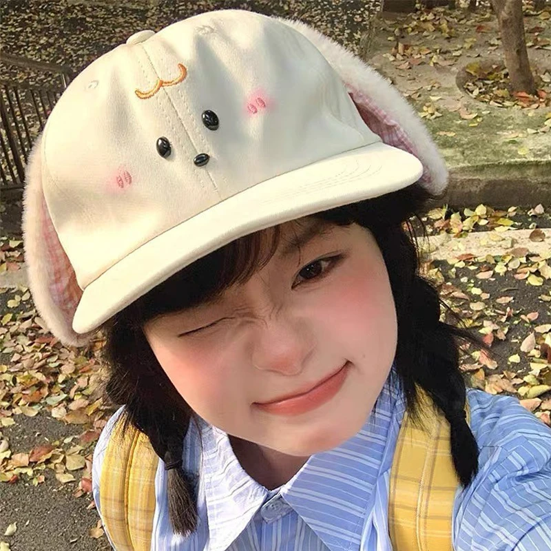

Ladies' Baseball Caps Cartoon Rabbit Cute Kawaii Japanese Sweet Fashionable Versatile Visors High Quality Bucket Hats For Girl