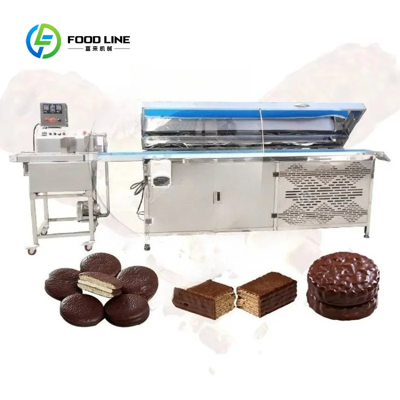Small Automatic Chocolate Coating Enrober Customized with Tempering & Cooling Tunnel for Multi-Food Snack Processing