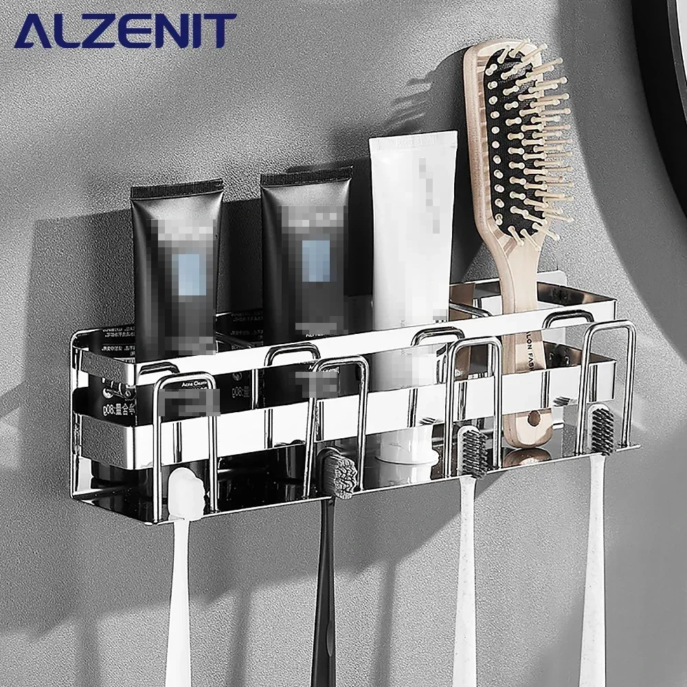 

Bathroom Multifunctional Toothbrush Holder Stainless Steel Cup Holder Wall Mounted Toothpaste Rack Toiletries Storage Rack