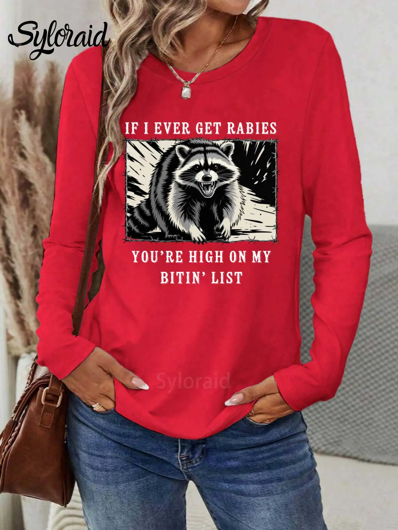 تي شيرت نسائي بأكمام طويلة إذا حصلت على أرنب، أنت عاليًا على قائمة Bitin الخاص بي تي شيرت كاجوال برقبة دائرية #3