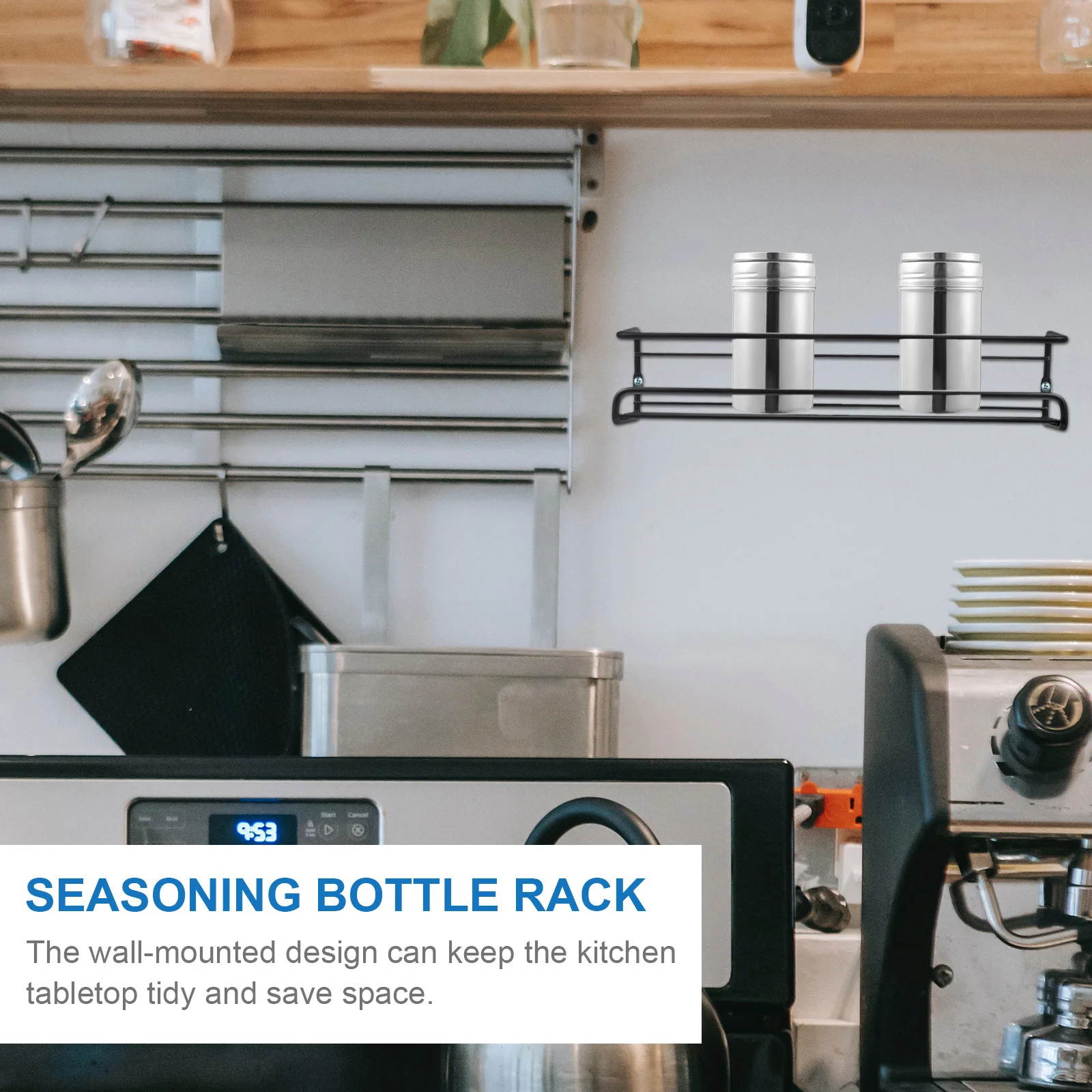 

2Pcs Kitchen Spice Rack Wall-Mounted Black High-Quality Materials Space-Saving Design Perfect for Families Restaurants