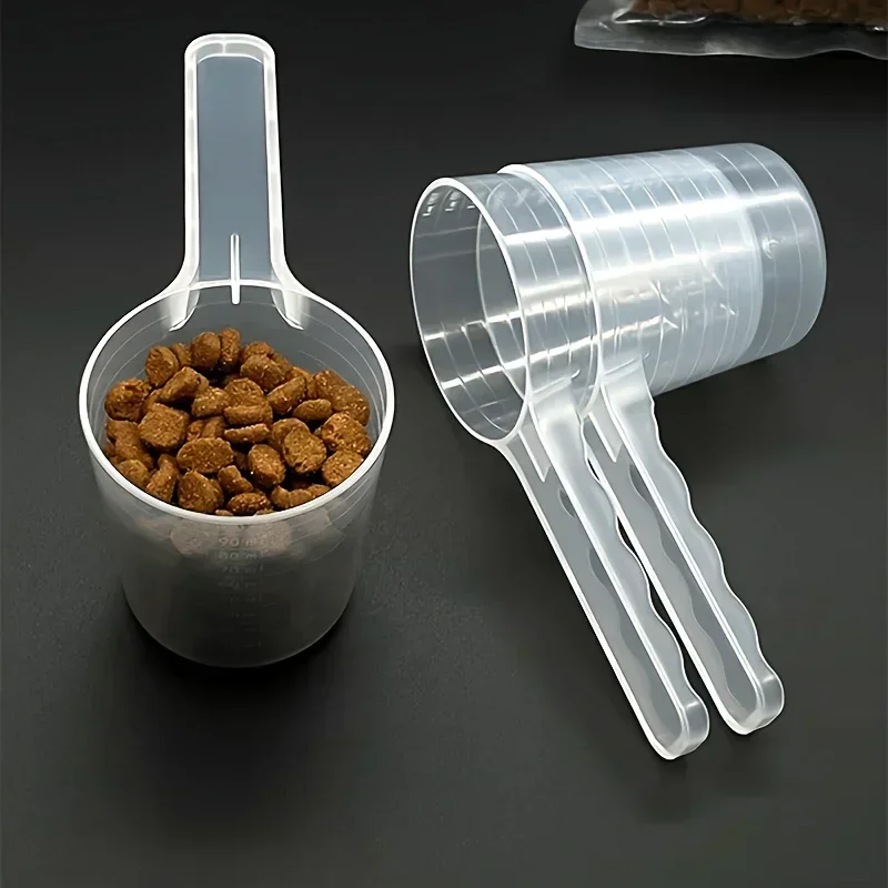 2pcs Transparent Pet Food Spoon Pet Feeding Spoons Plastic Dog Food Cat Food Measuring Scoop with Graduated Scale Pet Supplies