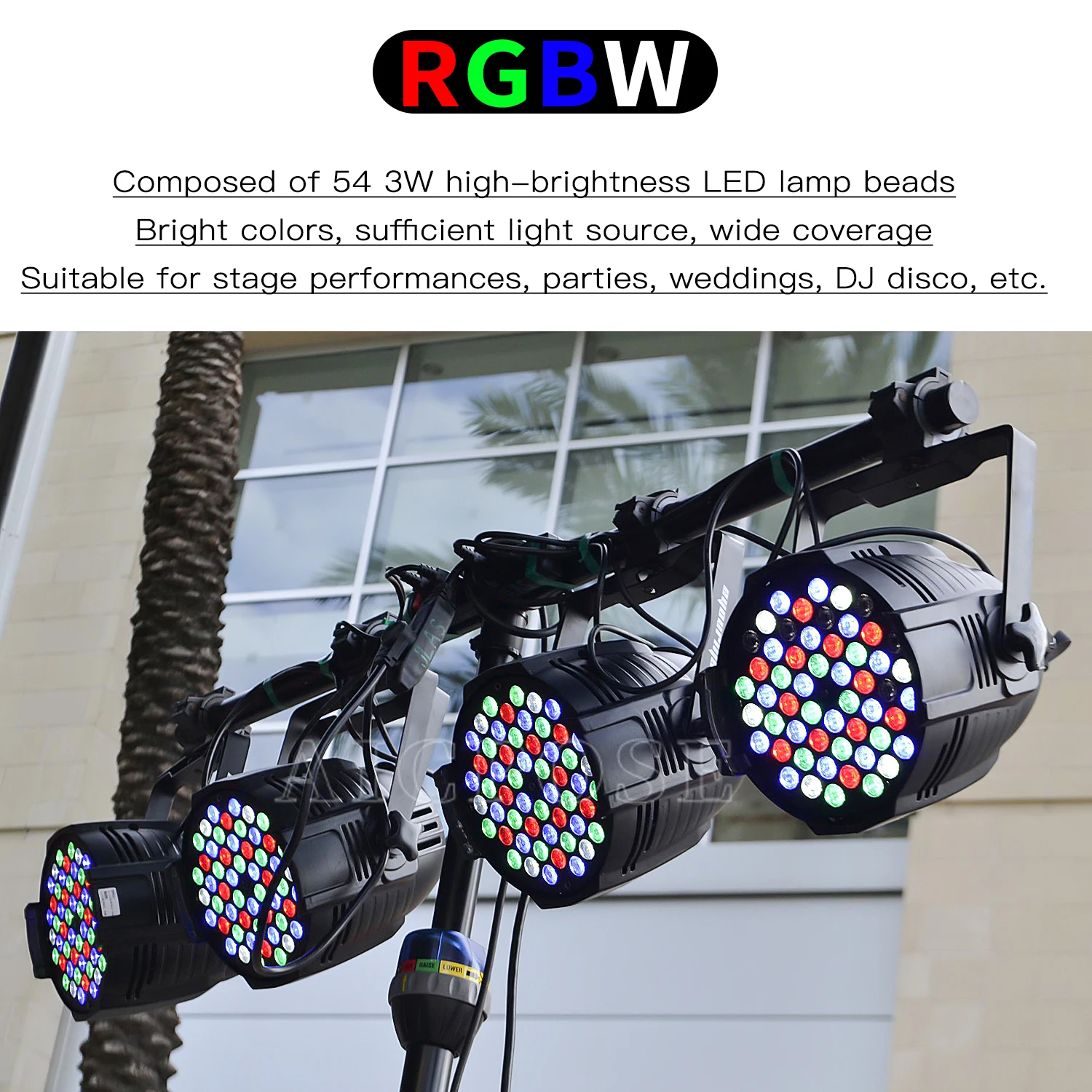 Luz Par LED RGB 3 en 1, 54x3W, RGBW, Control DMX512, equipo para DJ, discotecas, bodas, fiestas, bares, pistas de baile