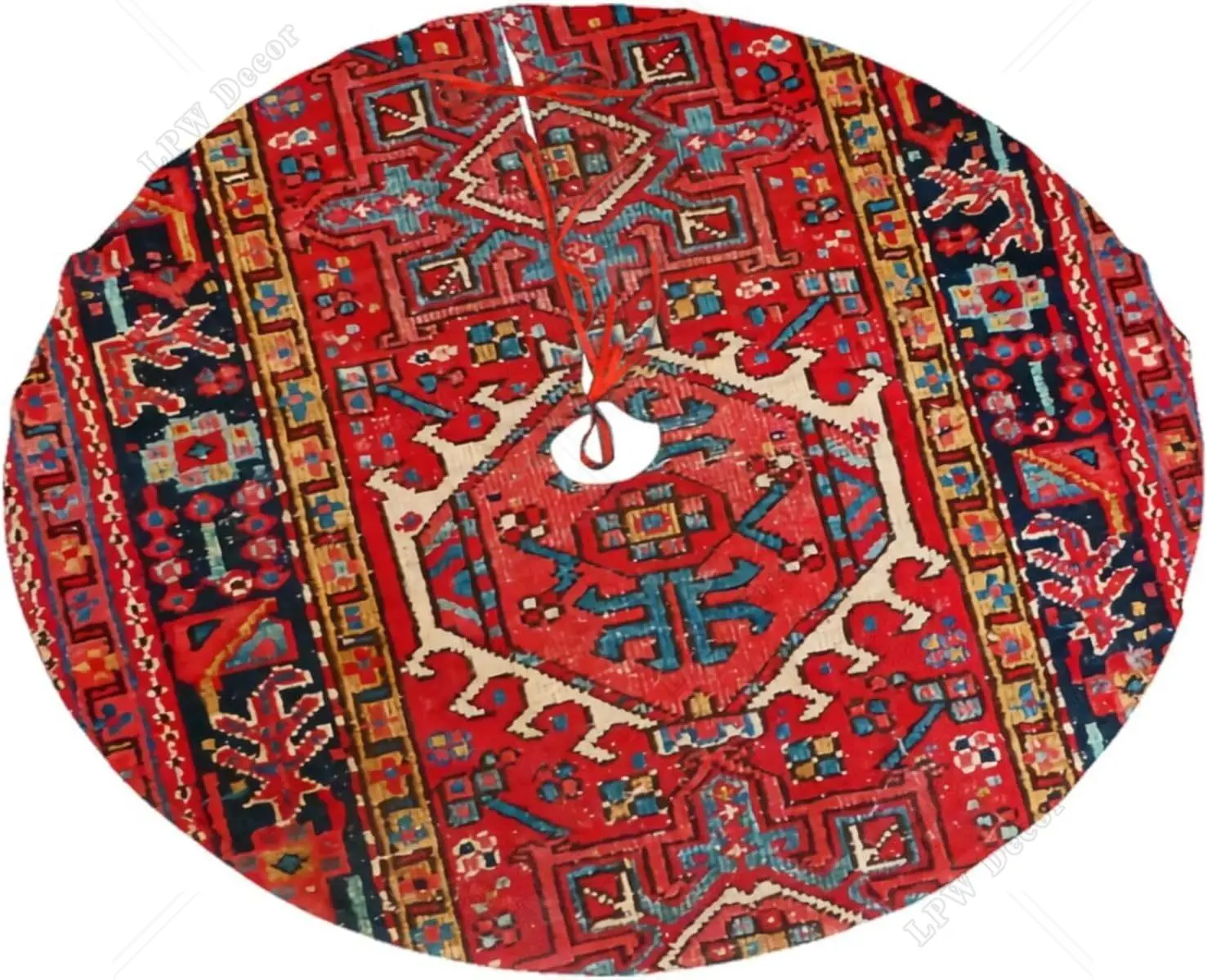 Antique Oriental Turkish Persian Carpet Christmas Tree Skirt Round Winter Snow Suitable for Christmas Xmas Halloween Holiday