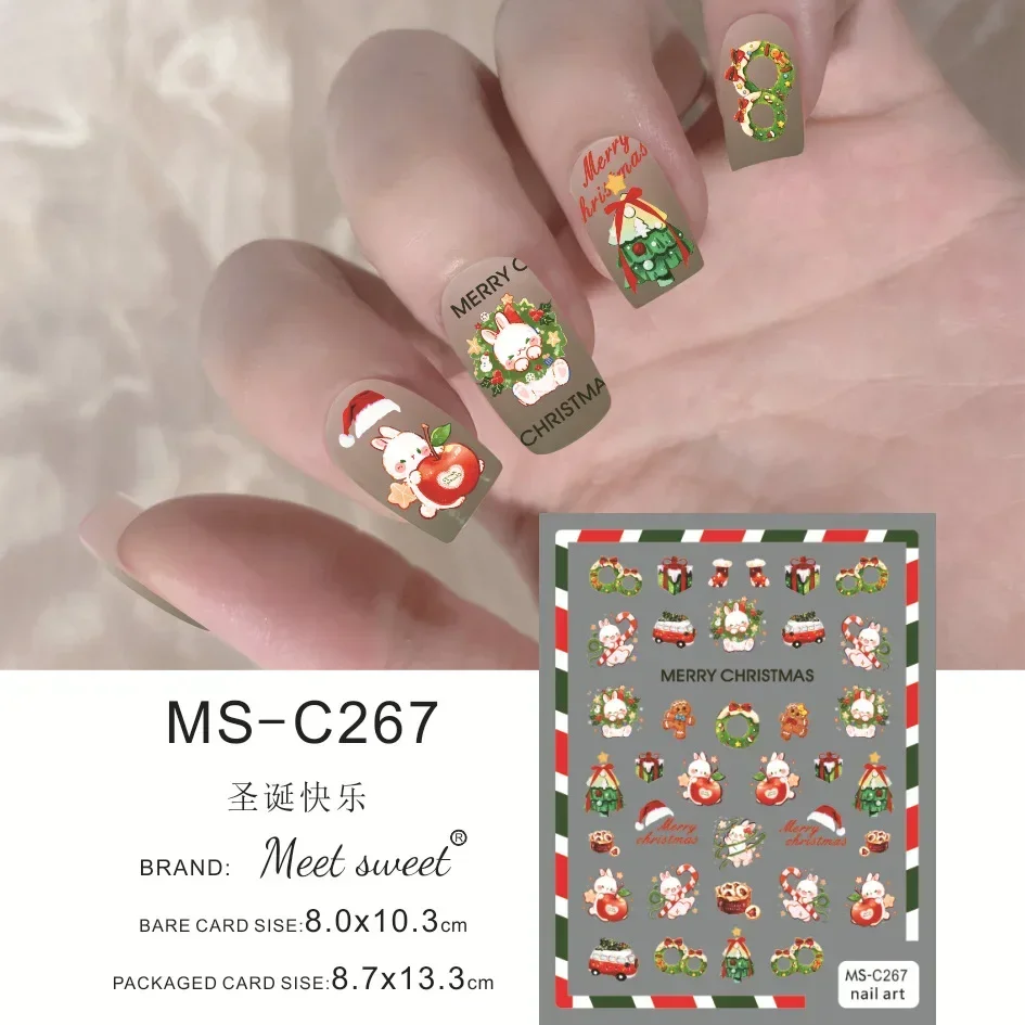 Nail Stickers Christmas Gingerbread Man And Tree Grinch Manicure Sticker Nail Decal Nails Accessories Supplies For Professionals