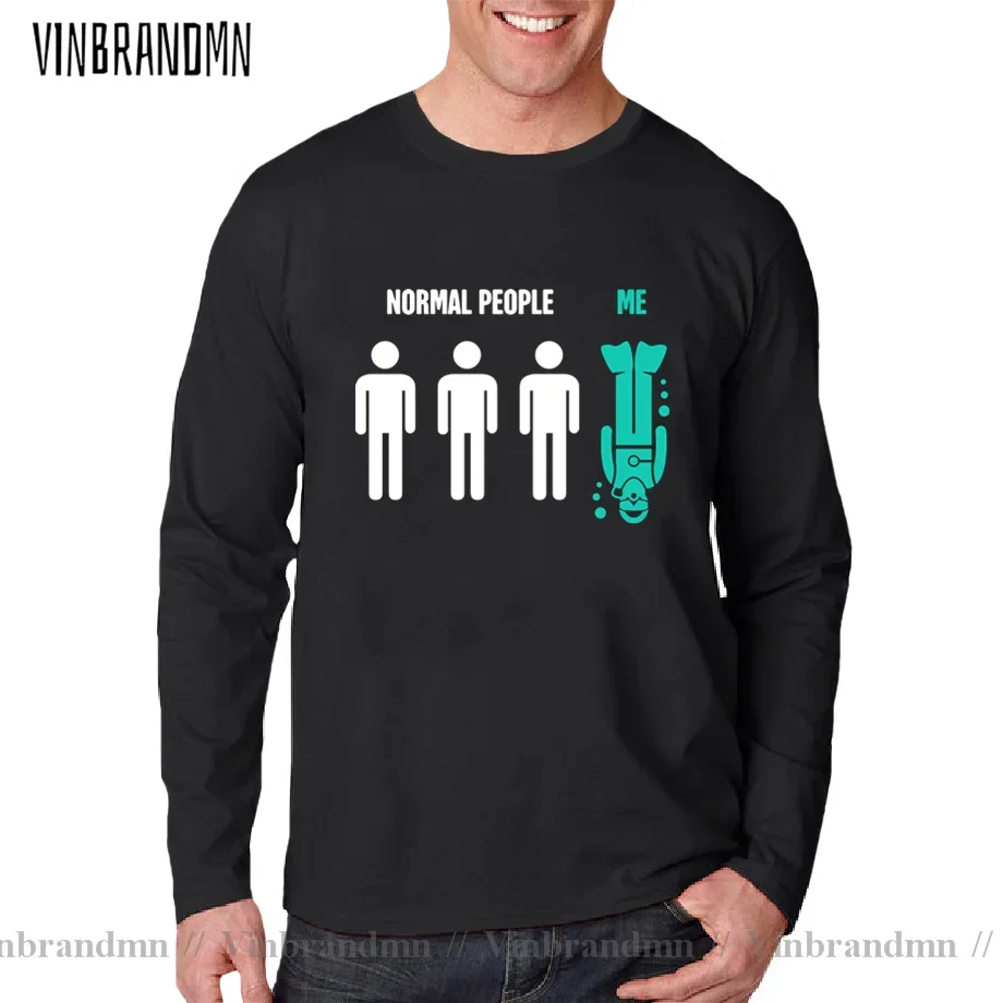 Men's Normal People Me Funny Scuba Diving T Shirts Dive Diver Sea Snorkeling Sports T-Shirts Cotton Tops long Sleeve Tee Shirt