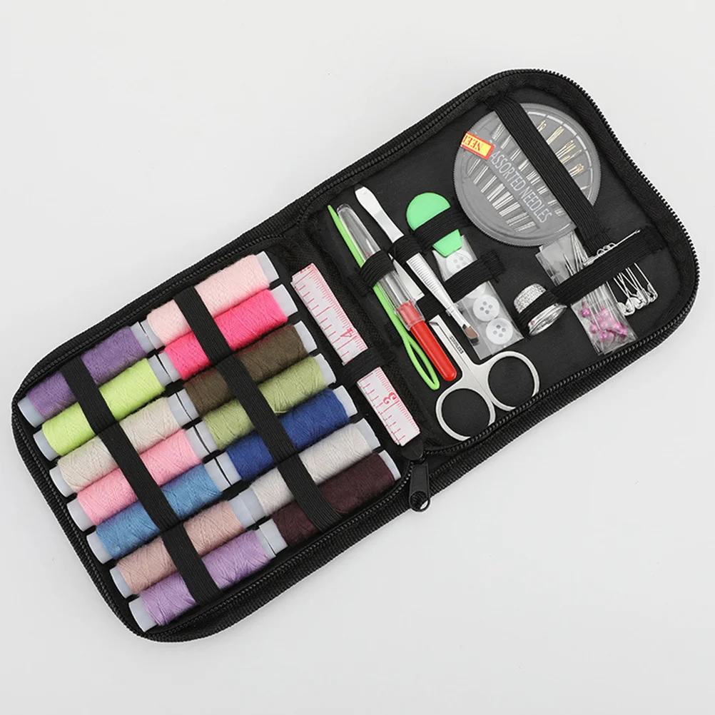 

70pcs Sewing Kit Cotton Rope Storage Set For Home Diy Craft Repair Black Stitch Tools Needles Threader Thimble Scissor Sewing