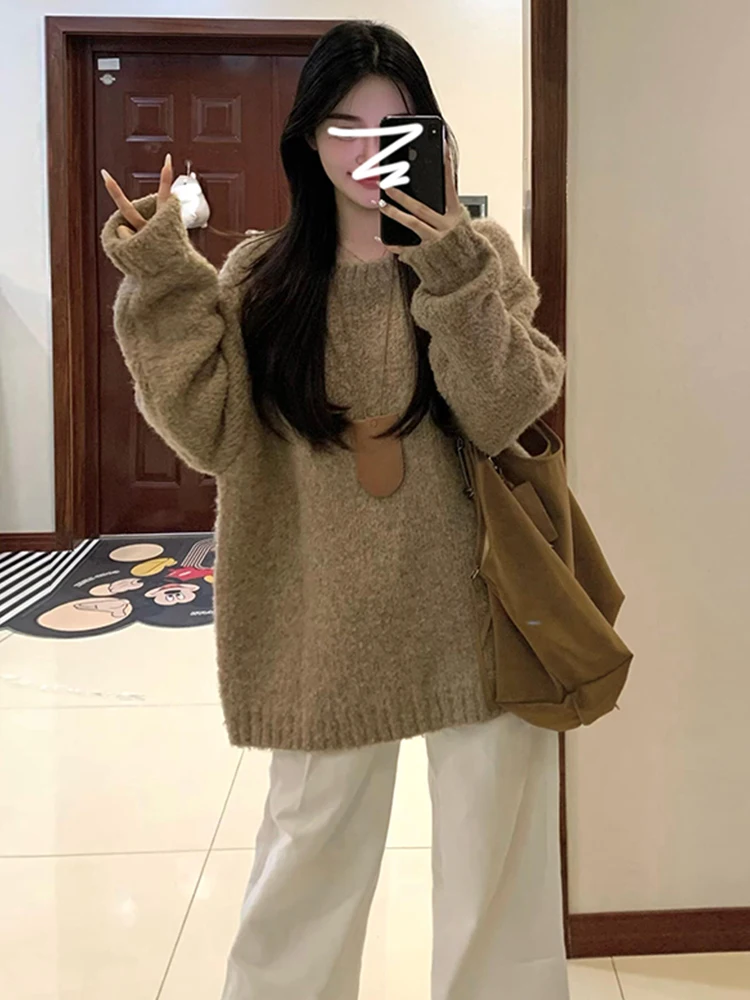 

Американский ретро-свитер с круглым вырезом для женщин, ранняя весна 2026, новый, мягкий, вязаный топ, удобный, комфортный крой, трикотаж