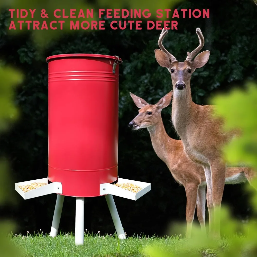 50-75 LB Large Metal Hunting Game Feeder, Heavy Duty Free Standing Deer Feeder, Portable Gravity Automatic Dispenser, Weather-Proof view 5