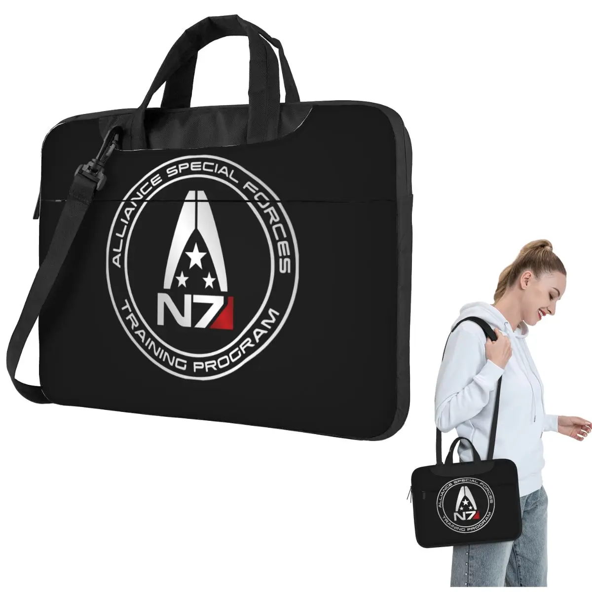 Armor Alliance Military Mass Effect N7 Crossbody Laptop Bag Case Computer Bag Resistant Protective NotebookPouch for Macbook Pro
