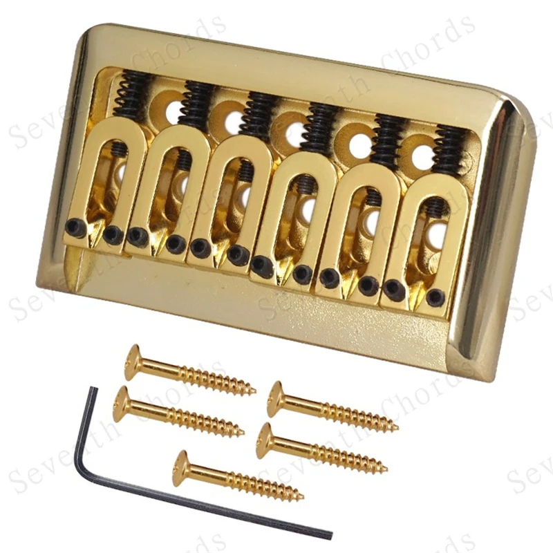 1 Set 6 Saiten Gold Silber E-Gitarren-Brücke Top-Load-Sattel Hardtail 76MM Musikinstrument-Zubehörteile – Detail 10