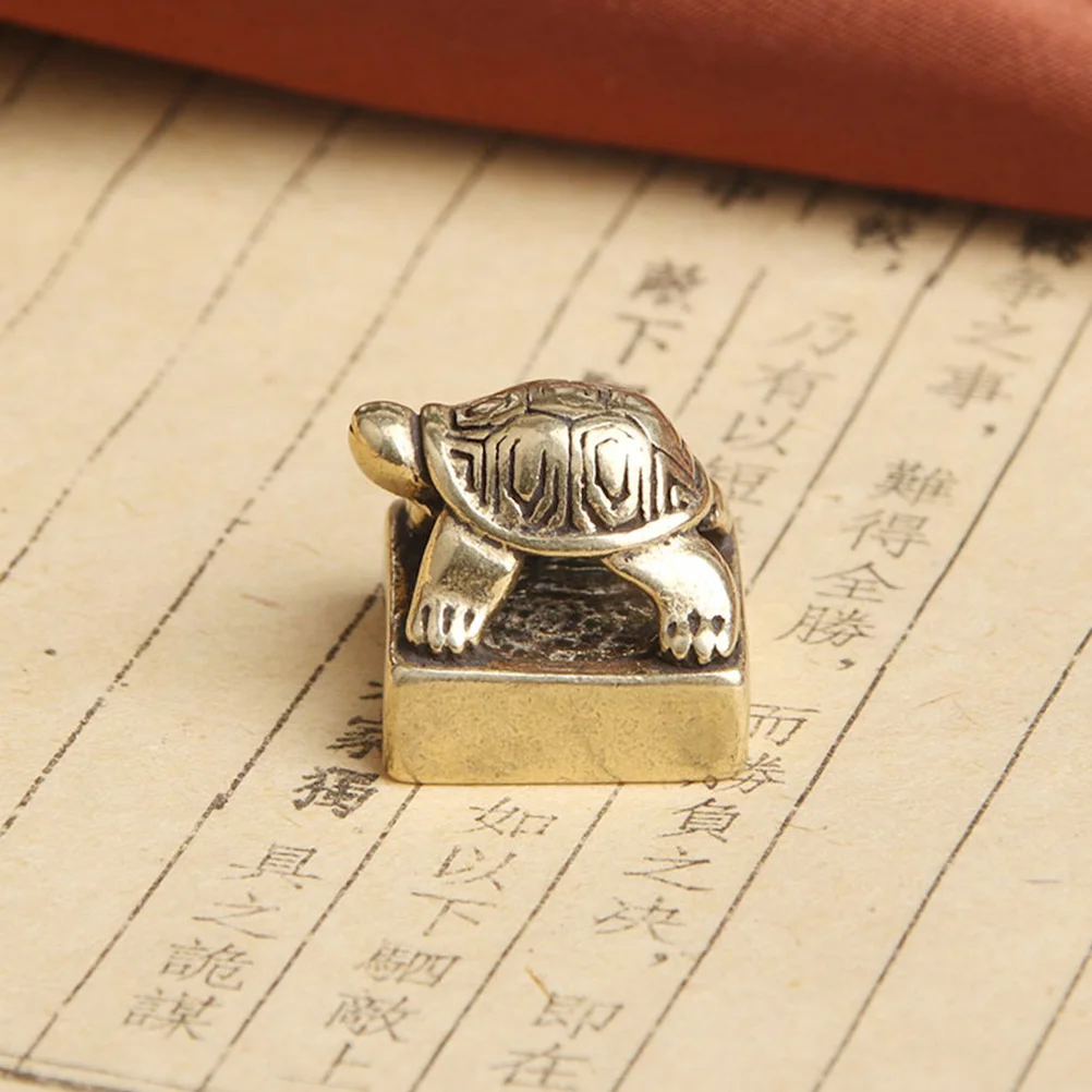 

Tortoise Shaped Stamp Ornament Brass Craft Decor Desktop Adornment Practical Gift Choice Brass Tortoise Stamper Decor