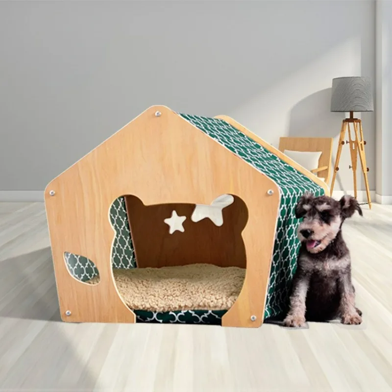 

Pet Tent Nest, Peng Hollow Design Japanese and Korean Wind Cat's House, Light Luxury Wind Cats Dogs General Cat Nest Wood